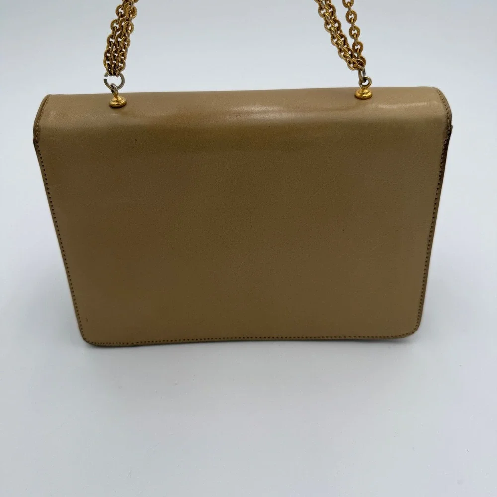 Nicholas Reich 1970's Vintage Baby Camel Leather Shoulder Bag Tan‎ Gold Chain